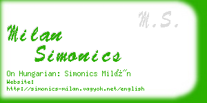 milan simonics business card
